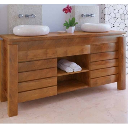 Meuble bas salle de bain bois Meuble salle de bain en bois