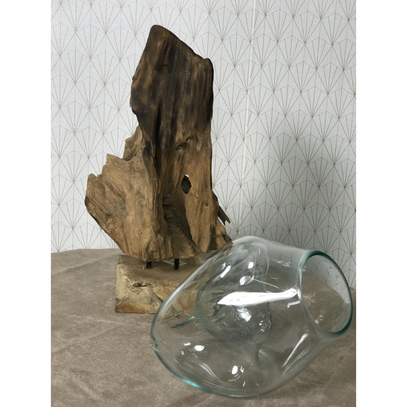 Aquarium ou vase bois floté S