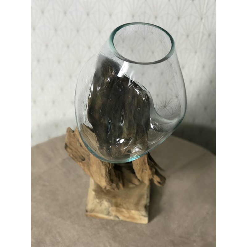 Aquarium ou vase bois floté S