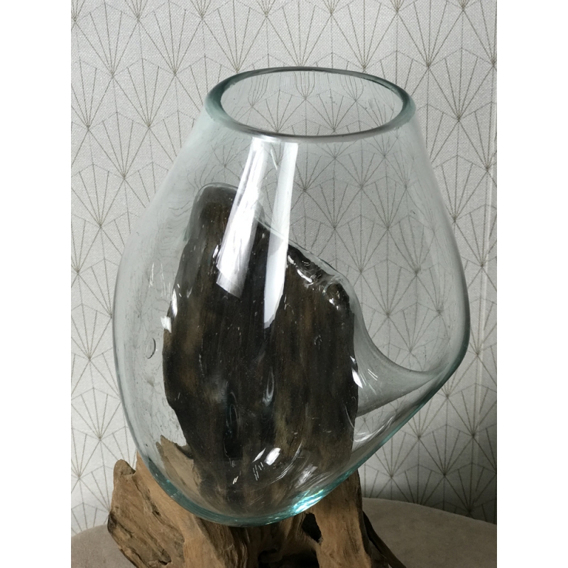 Aquarium ou vase bois floté S