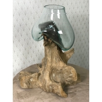 Aquarium ou vase bois floté S