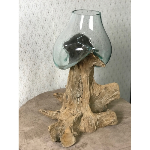 Aquarium ou vase bois floté S