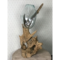 Aquarium ou vase bois floté S