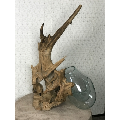 Aquarium ou vase bois flotté L — autre vue
