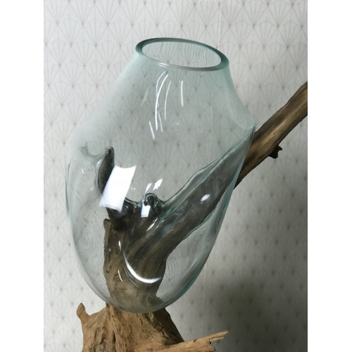 Aquarium ou vase bois floté S