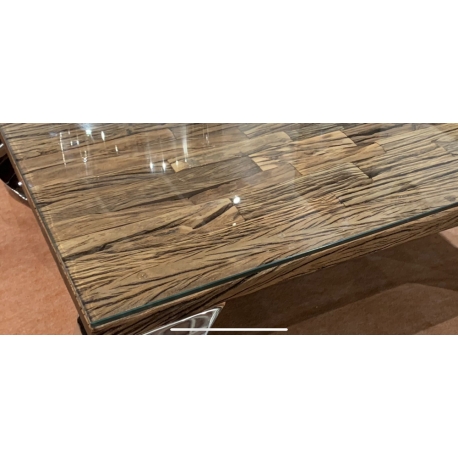 Table Opium Teck recyclé et pieds chromés — autre vue