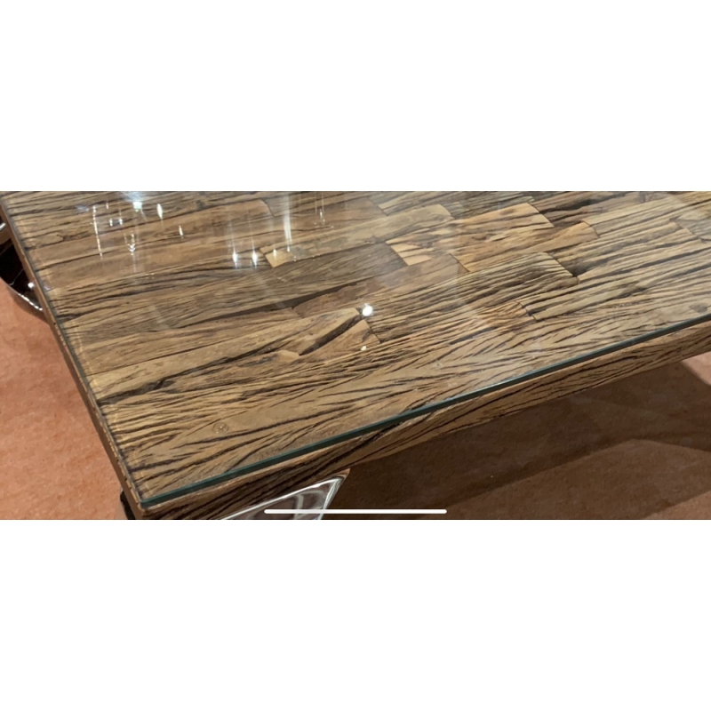 Table Opium Teck recyclé et pieds chromés