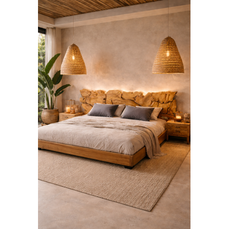 Lit teck Naturalia avec chevets — autre vue